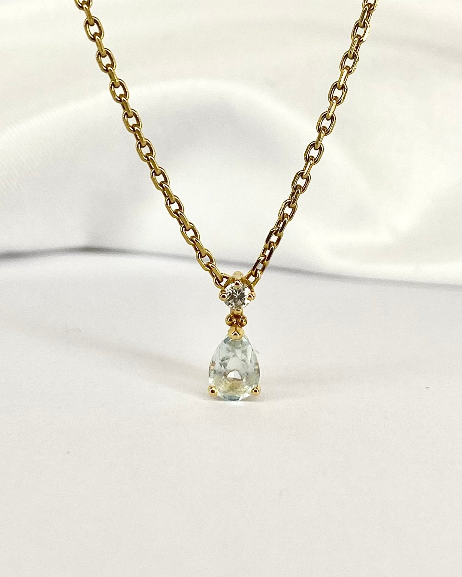 Collier Aigue - Marine &amp; Diamant "Alice" - Elliade Paris