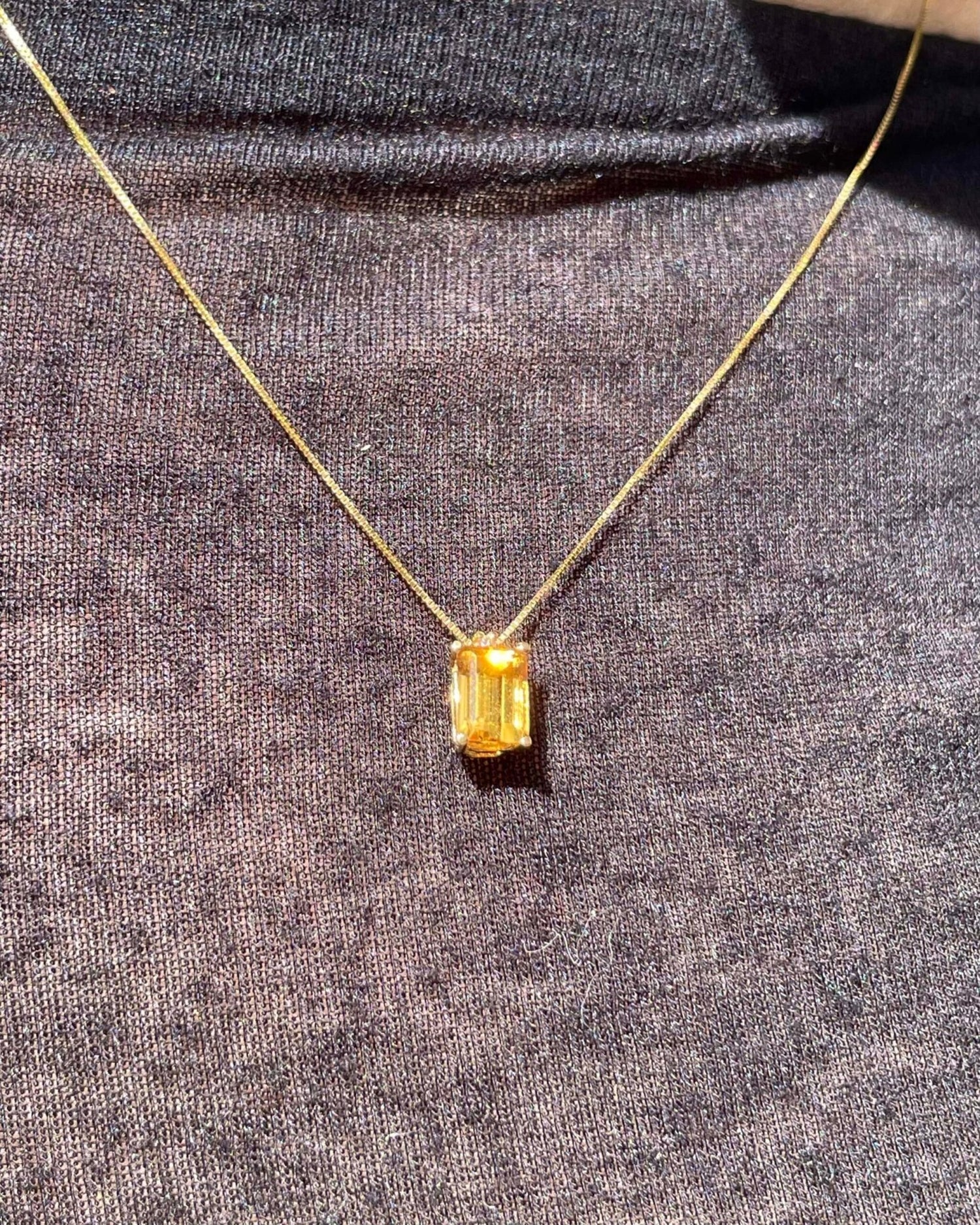 Collier Citrine 1.15 Carat &amp; Diamant &quot;Catelyn&quot; - Elliade Paris