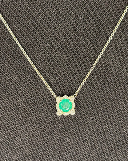 Collier Émeraude 0.40 carat &amp; Diamants "Basima" - Elliade Paris