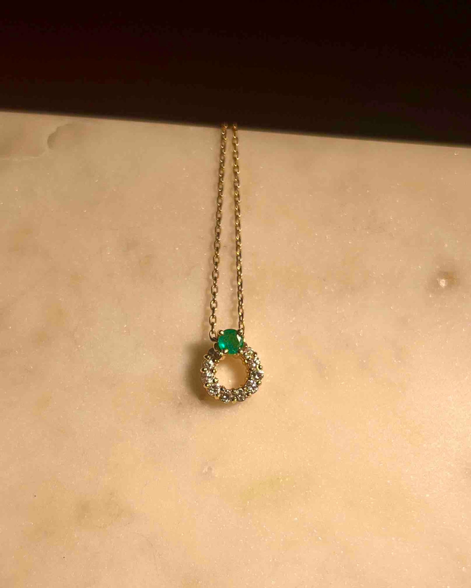 Collier émeraude &amp; dix diamants &quot;Madeline&quot;