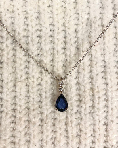 Collier Or 3,61g, Saphir 0.84 carat &amp; Diamants "Marlene" - Elliade Paris