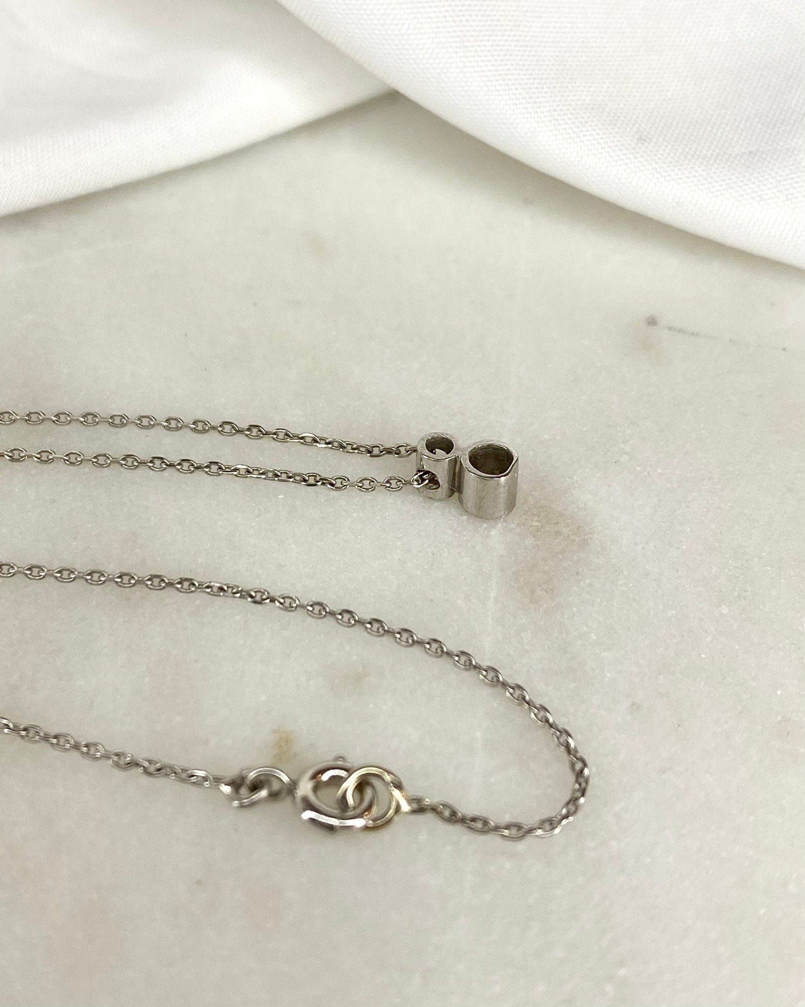 Collier Or Gris 18 carats &amp; Diamants 0.07 carat "Emy" - Elliade Paris