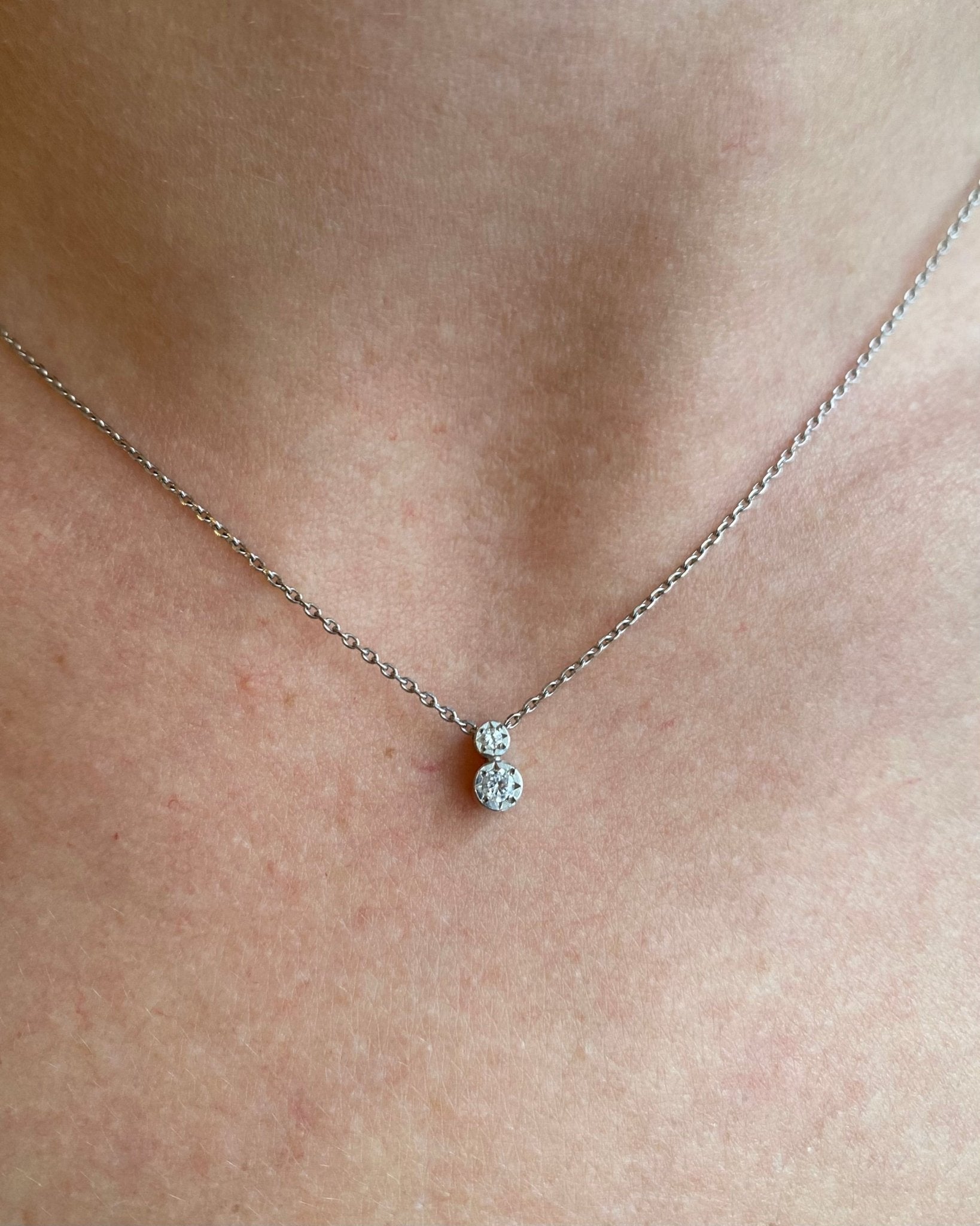 Collier Or Gris 18 carats &amp; Diamants 0.07 carat &quot;Emy&quot; - Elliade Paris