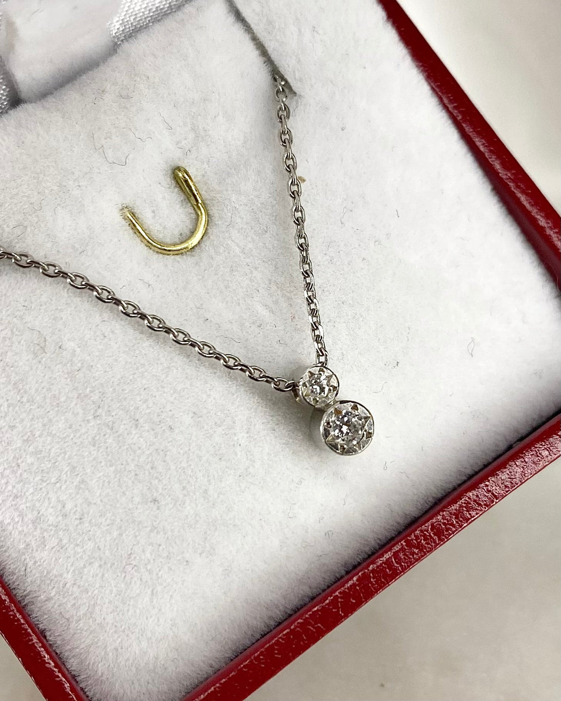 Collier Or Gris 18 carats &amp; Diamants 0.07 carat &quot;Emy&quot; - Elliade Paris