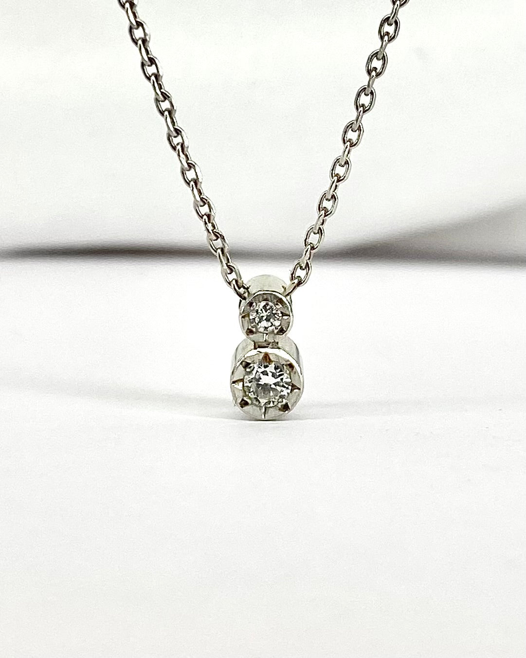 Collier Or Gris 18 carats &amp; Diamants 0.07 carat "Emy" - Elliade Paris