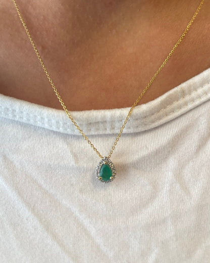 Collier Pendentif Émeraude &amp; Diamants &quot;Maëlys&quot; - Elliade Paris