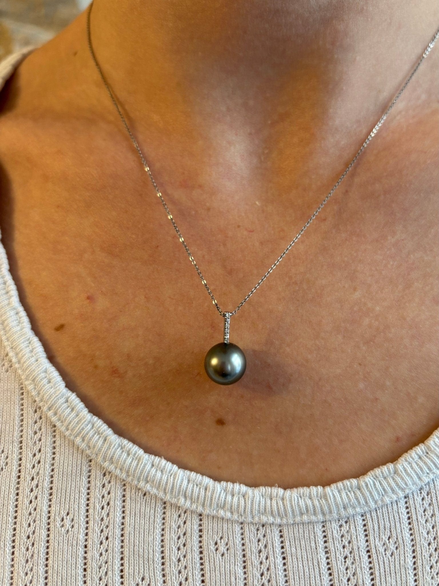 Collier Perle &amp; Diamants "Moana" - Elliade Paris