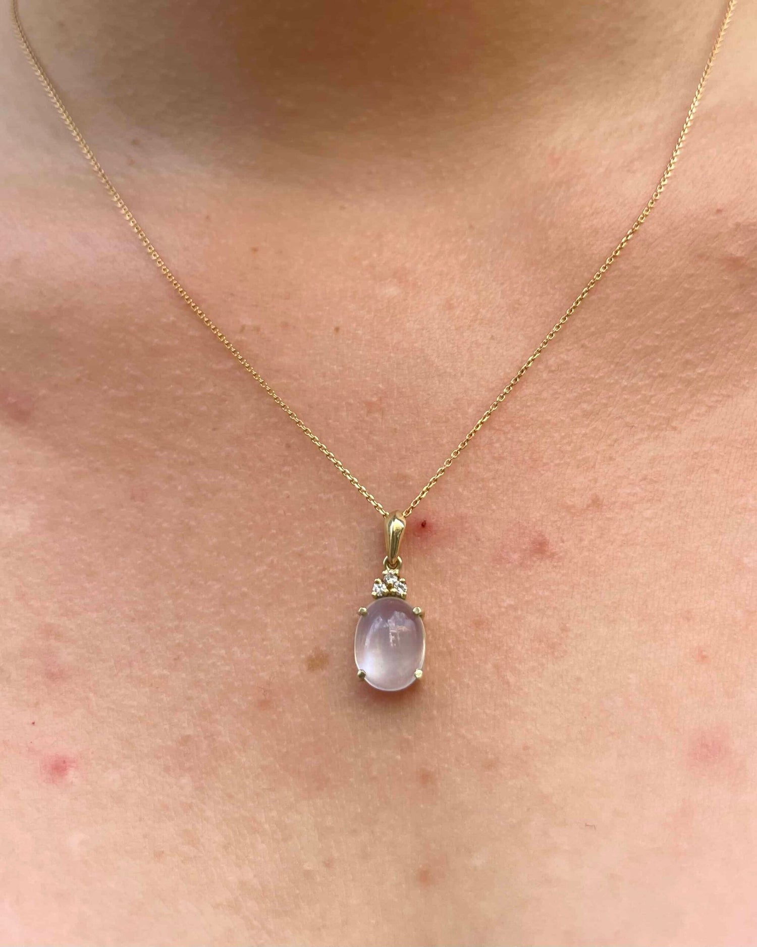 Pendentif Pierre de Lune &amp; Diamants &quot;Leny&quot;