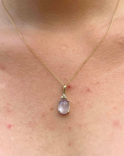 Pendentif Pierre de Lune &amp; Diamants &quot;Leny&quot;
