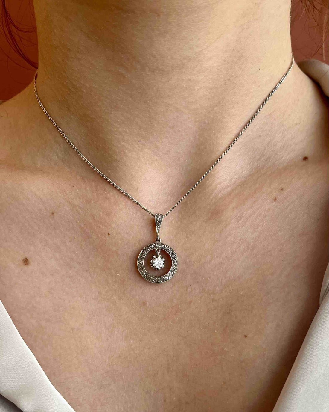 Pendentif Art-déco diamants &quot;Soline&quot;