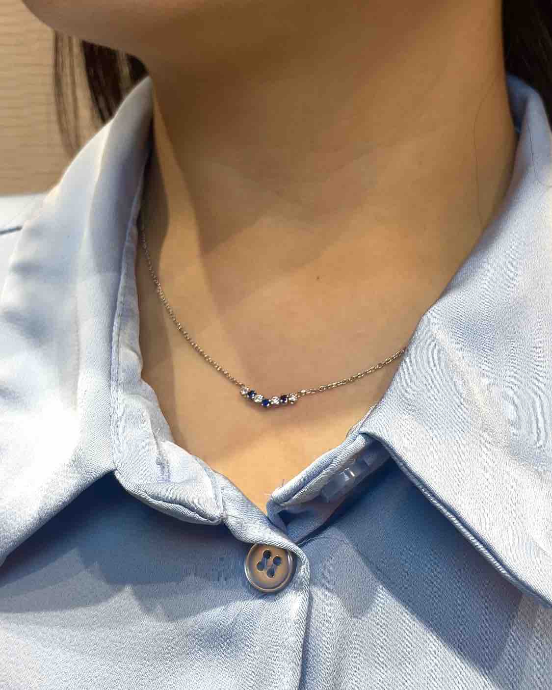 Collier Rivière Saphirs &amp; Diamants "Lizzie" - Elliade Paris