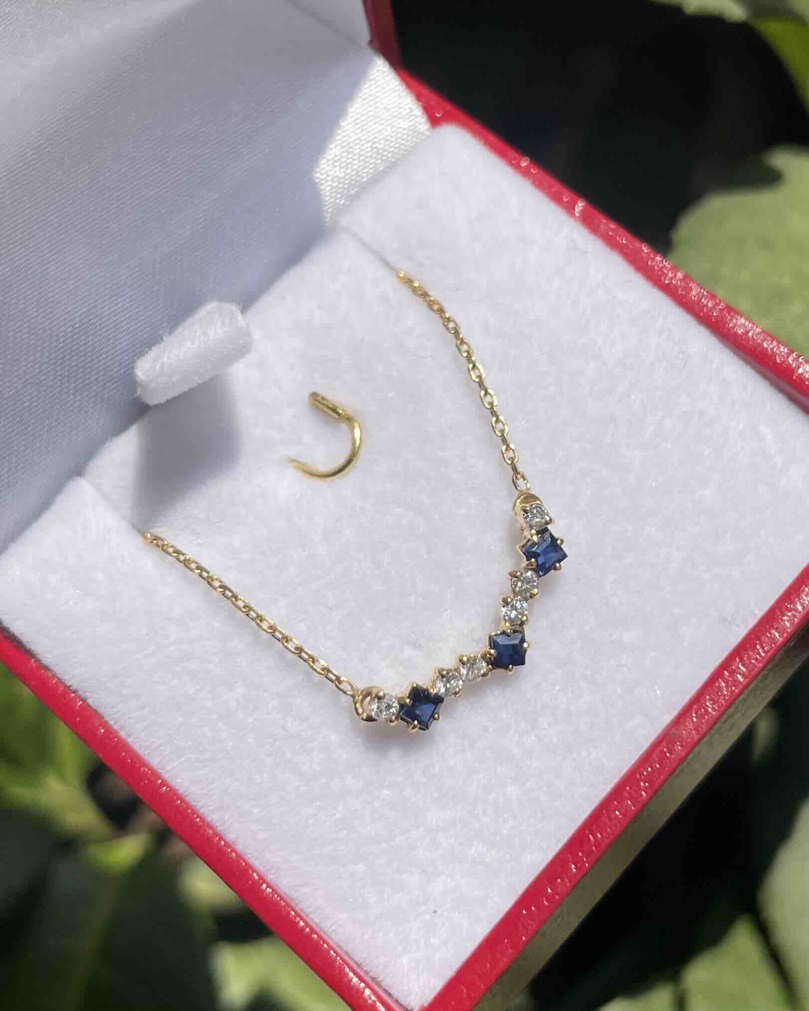 Collier Rivière Saphirs &amp; Diamants "Tatiana" - Elliade Paris