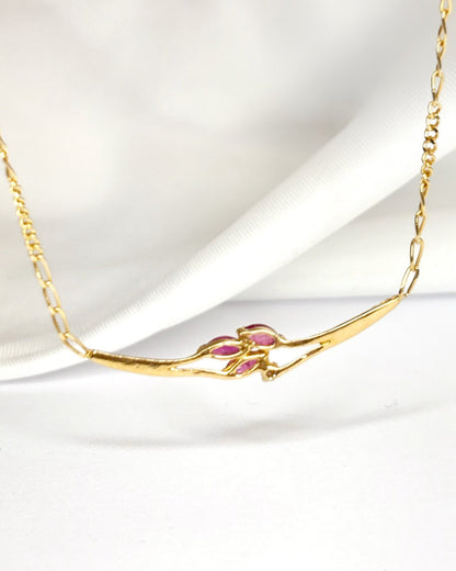 Collier Rubis 0.30 carat &amp; Diamant &amp; Or 3g "Rosalina" - Elliade Paris