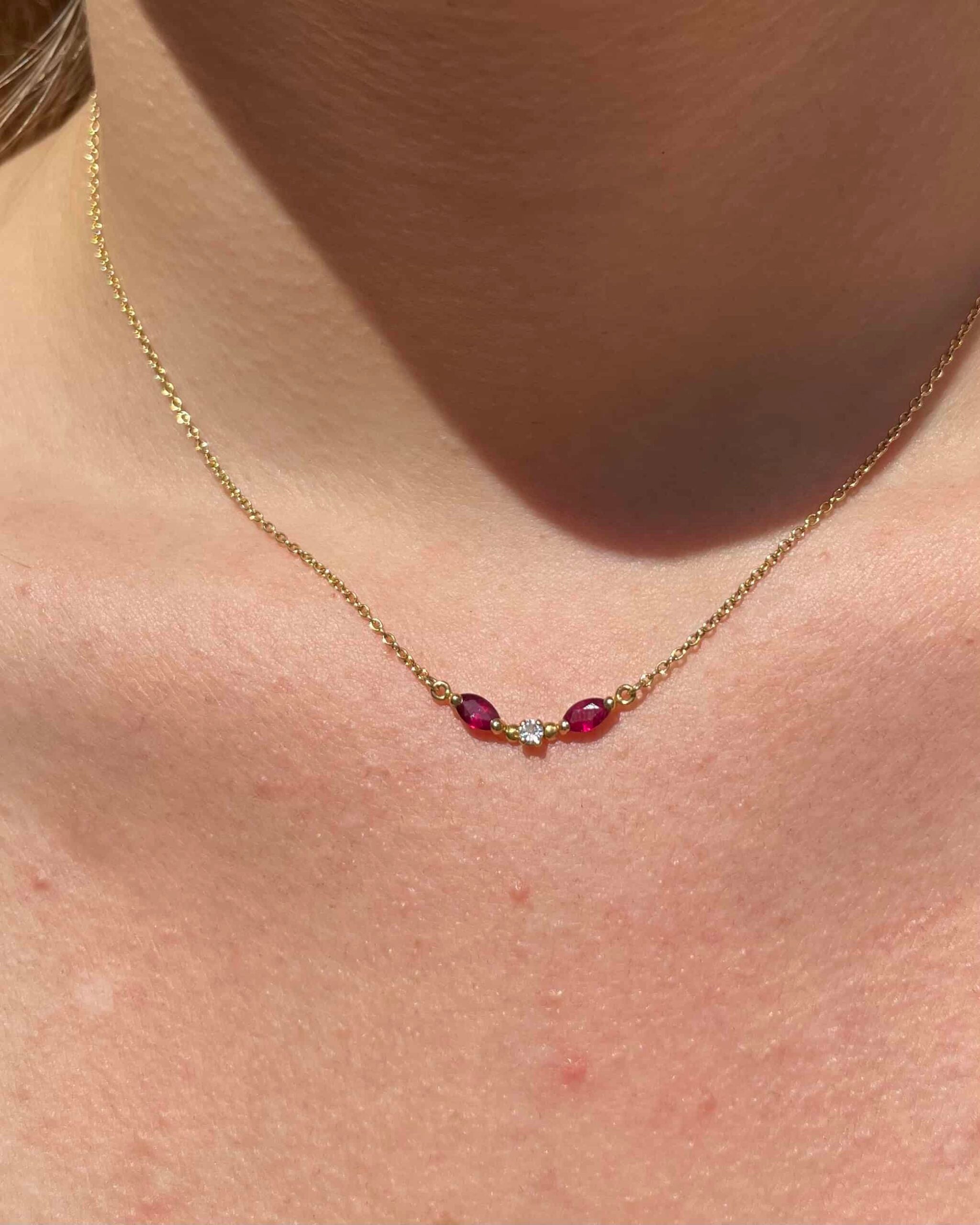 Collier Vintage Diamant &amp; Rubis "Kelly"