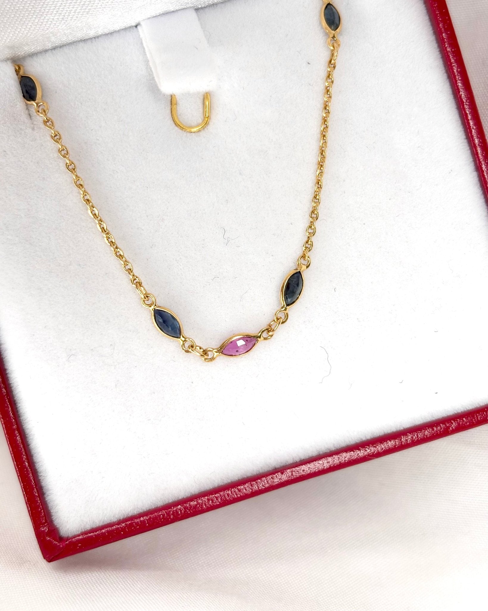 Collier Saphirs Roses &amp; Bleus 0.75 carat "Ezia" - Elliade Paris