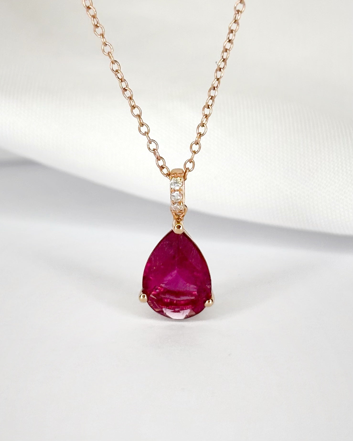 Collier Tourmaline 1.10 carat, Diamants &amp; Or 7,65g "Lucille" - Elliade Paris