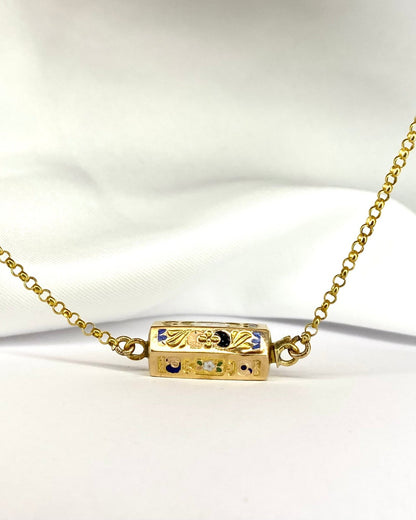 Collier victorien capsule émaillée &amp; or Jaune 18 carats 4.87 g &quot;Sabine&quot; - Elliade Paris
