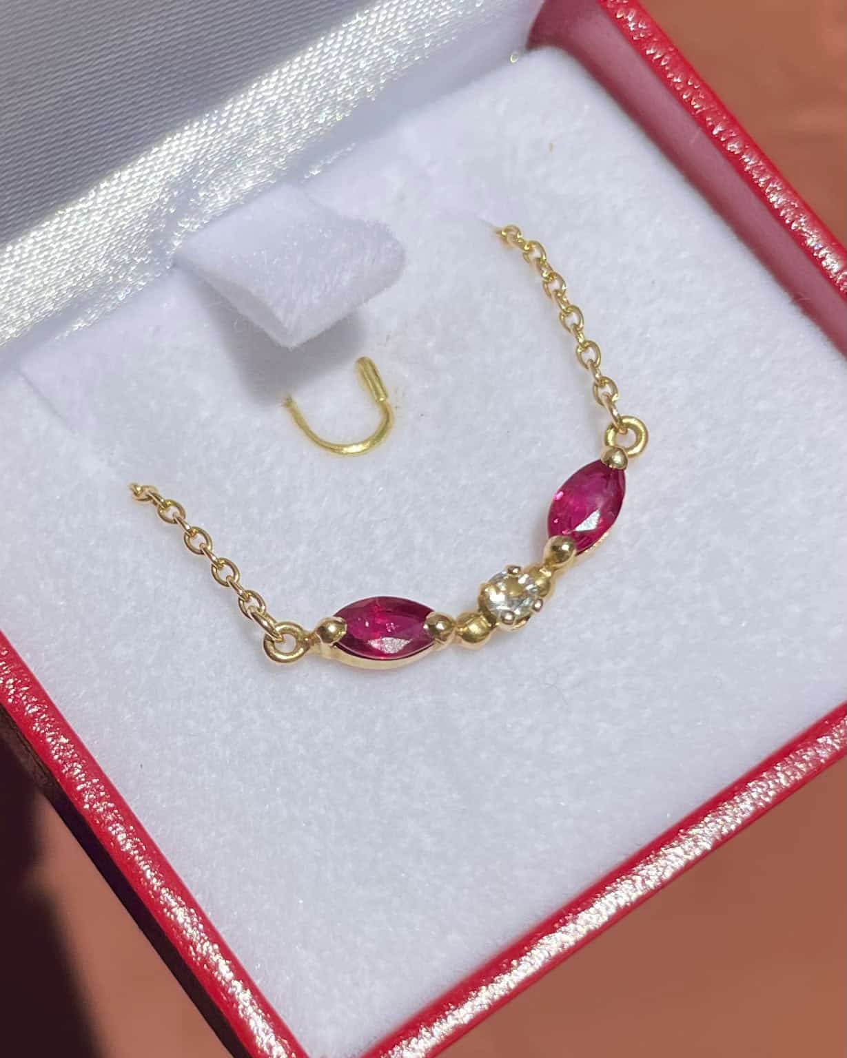 Collier Vintage Diamant &amp; Rubis "Kelly" - Elliade Paris
