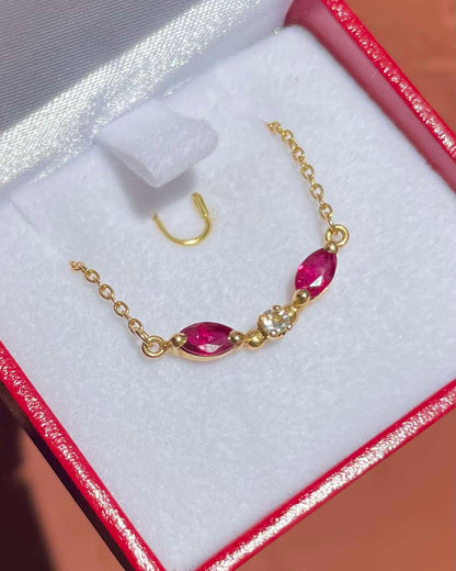 Collier Vintage Diamant &amp; Rubis &quot;Kelly&quot; - Elliade Paris