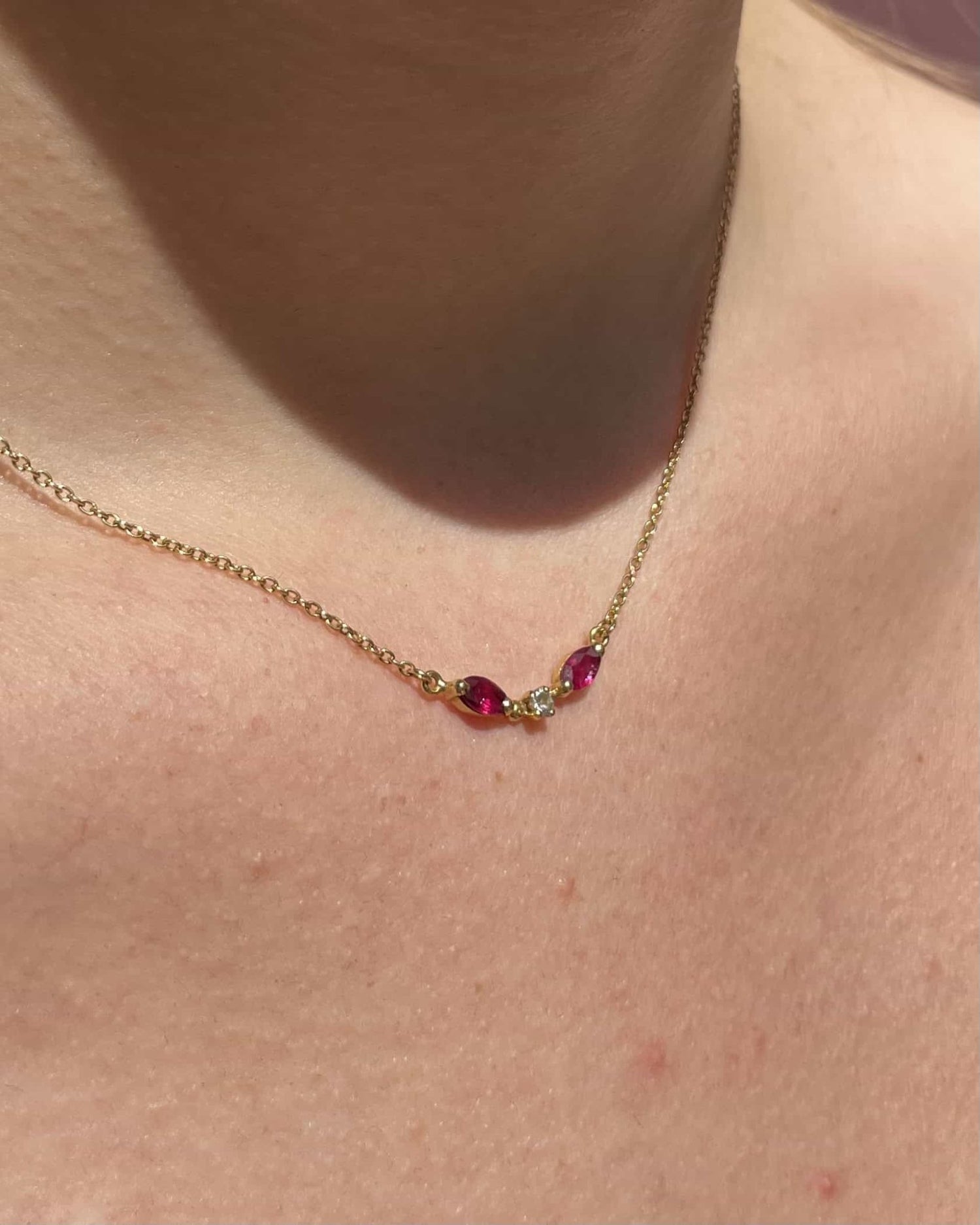 Collier Vintage Diamant &amp; Rubis &quot;Kelly&quot; - Elliade Paris