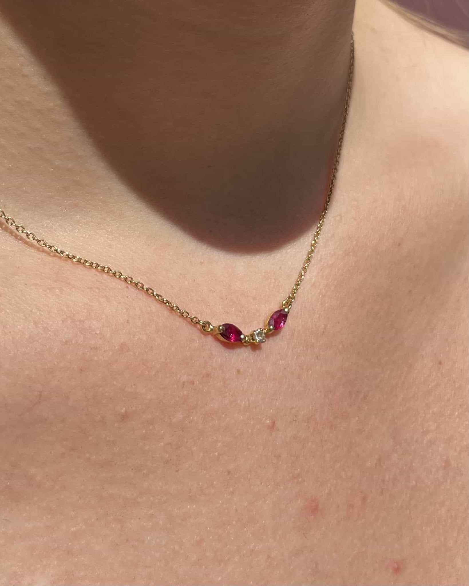 Collier Vintage Diamant &amp; Rubis "Kelly" - Elliade Paris