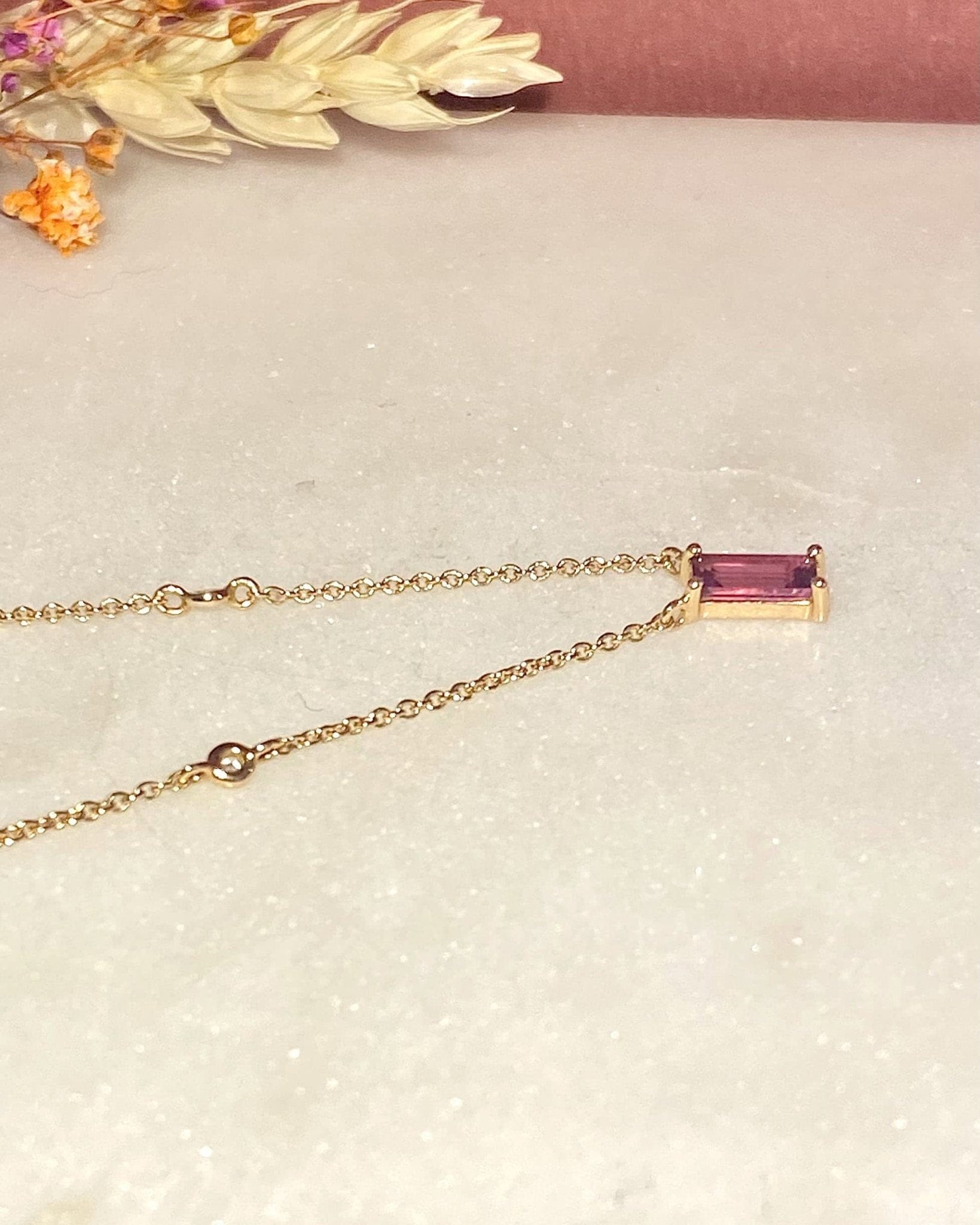 Collier vintage Grenat 0.40 carat &amp; diamants "Myrtille" - Elliade Paris