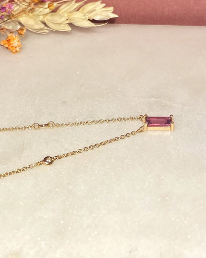 Collier vintage Grenat 0.40 carat &amp; diamants &quot;Myrtille&quot; - Elliade Paris