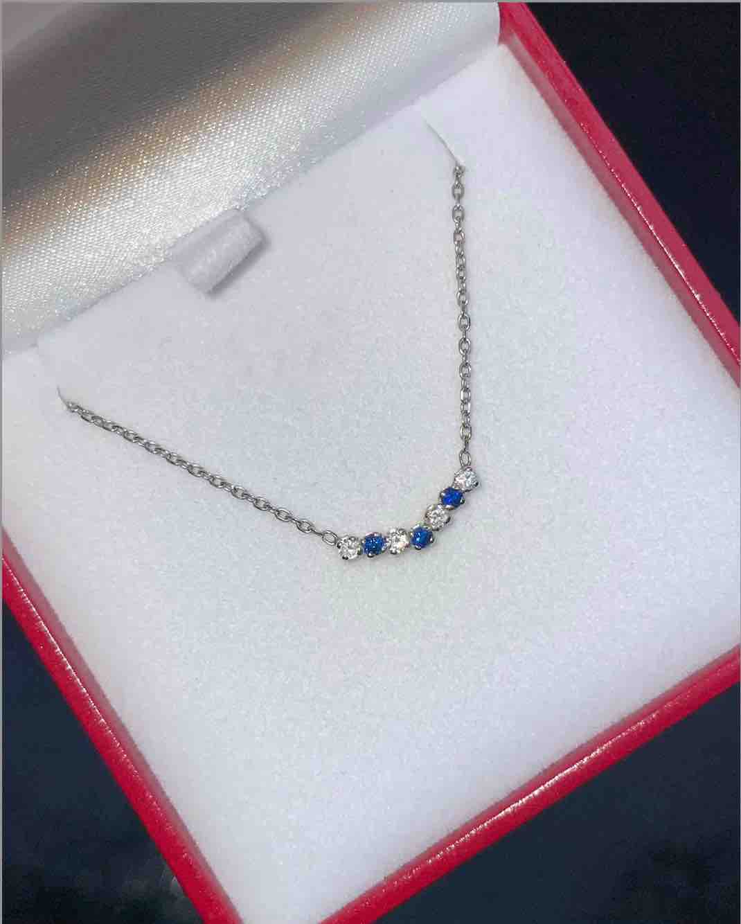 "Lizzie" Sapphire &amp;amp; Diamond River Necklace