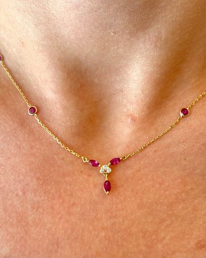 Ruby Necklace 0.63 carat &amp; Diamonds "Ombeline"