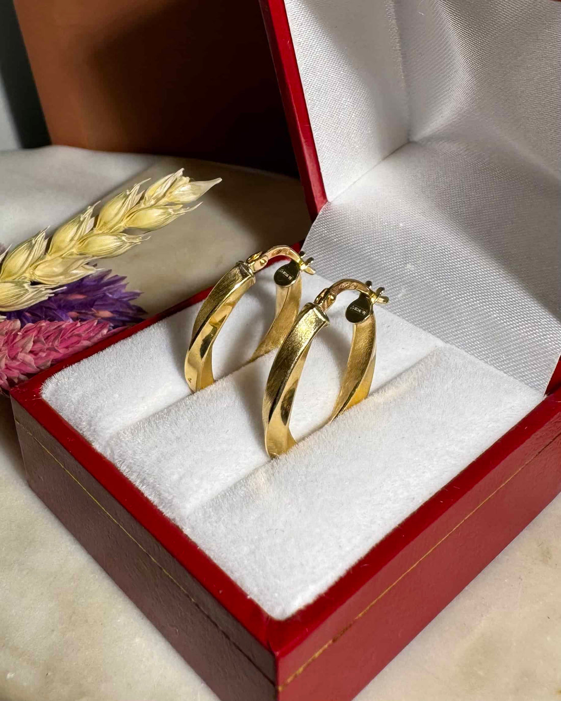 Vintage Gold Twisted Hoop Earrings "Trishna"