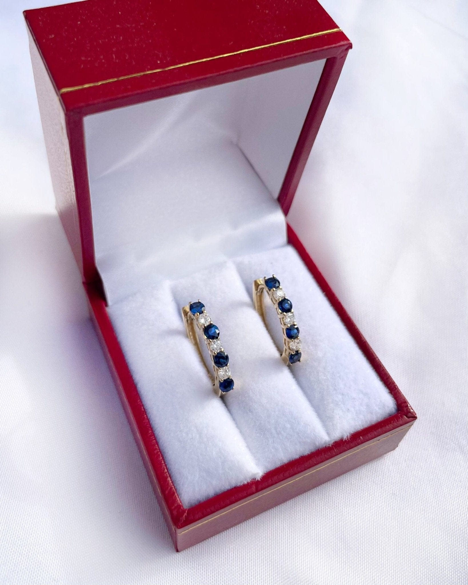 Créoles 8 Saphirs &amp; 6 Diamants "Henleys" - Elliade Paris