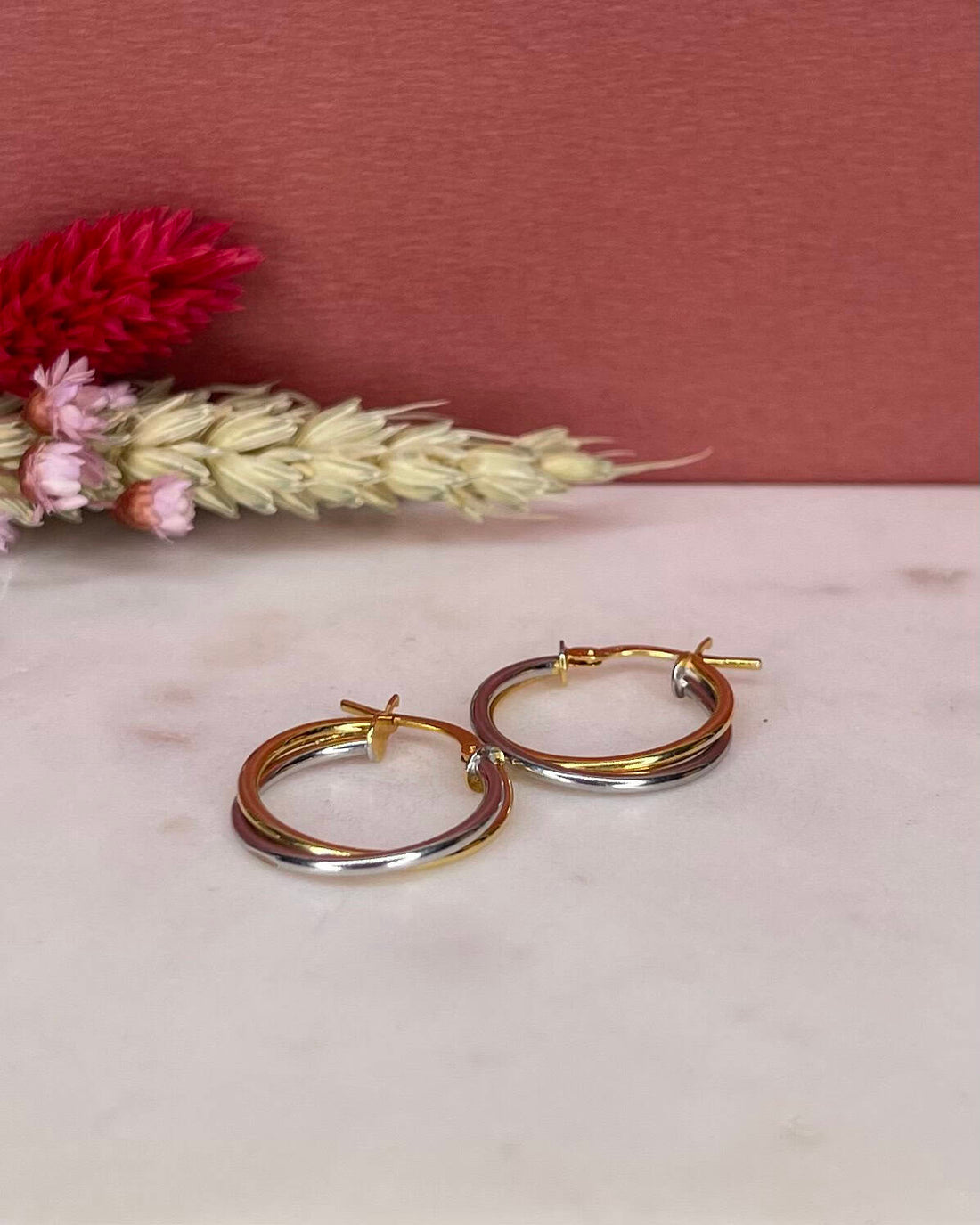 Vintage "Sallya" Two-Tone Gold Twisted Hoop Earrings