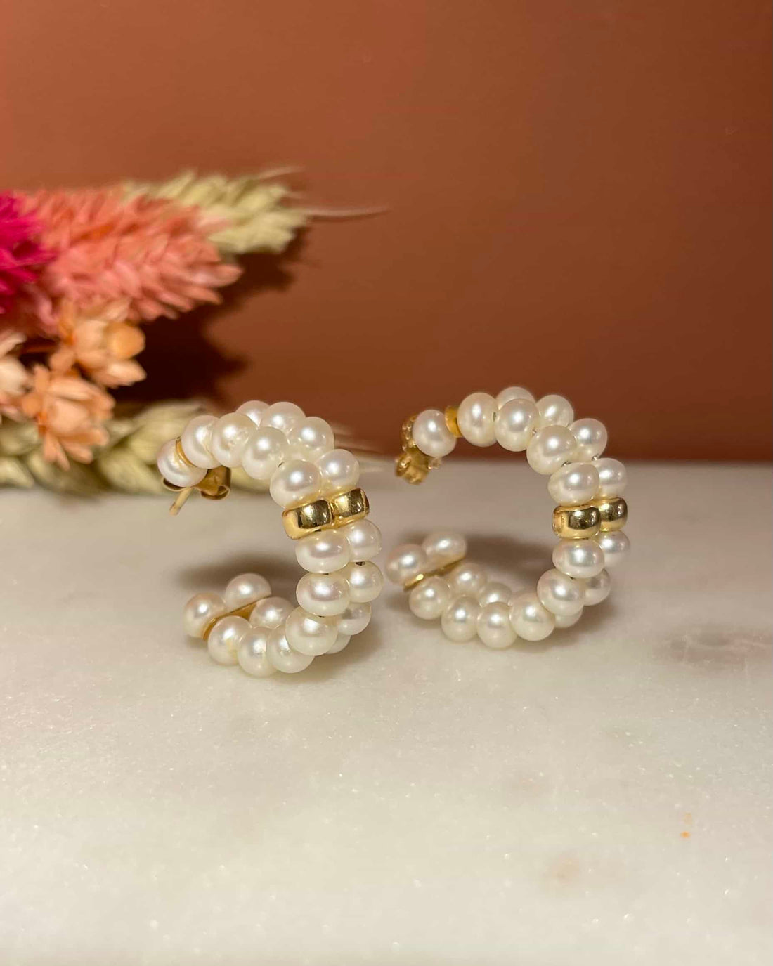 Demi Créoles Vintage 48 Perles &quot;Angelica&quot;