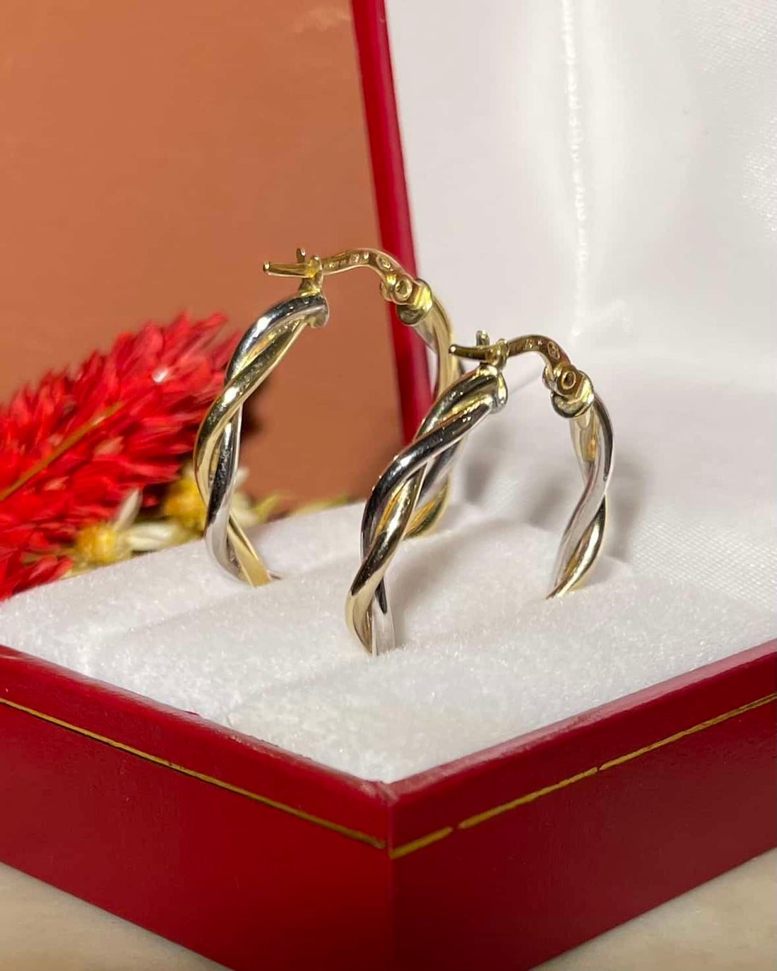 Vintage "Arlety" Two-Tone Gold Twisted Hoop Earrings