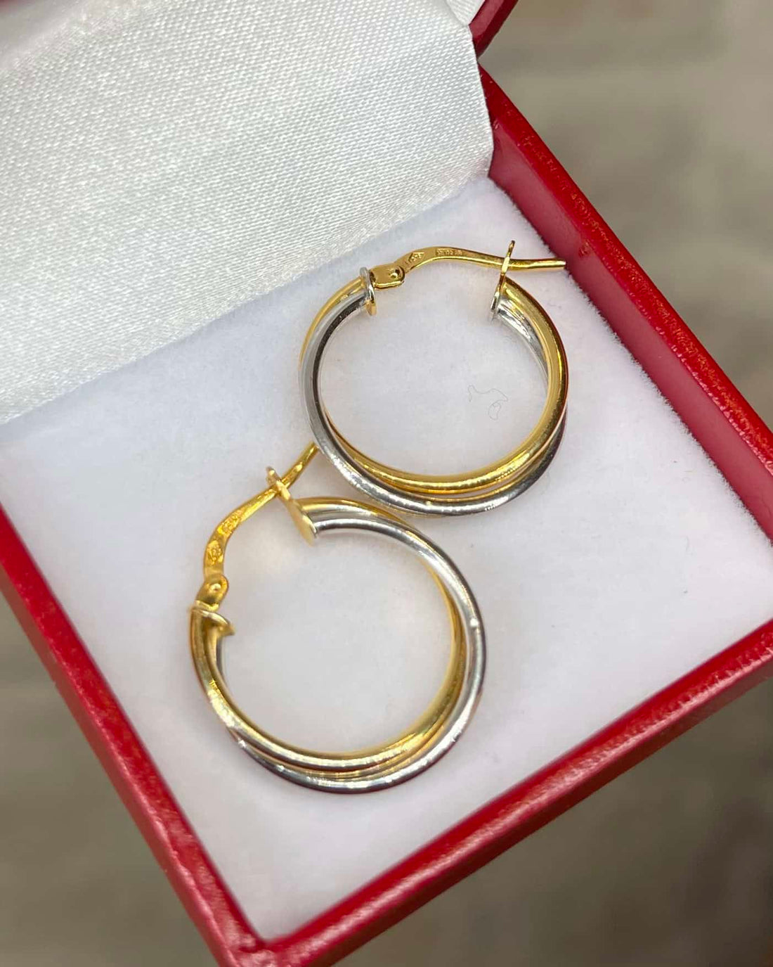 Vintage "Sallya" Two-Tone Gold Twisted Hoop Earrings