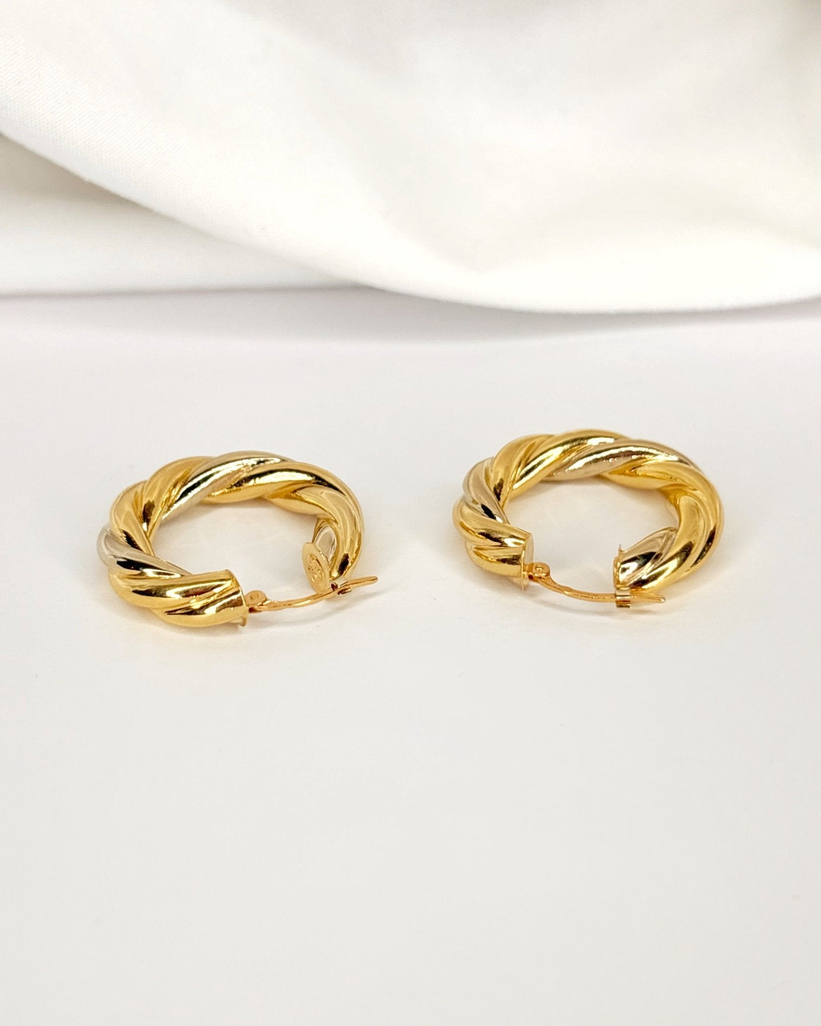 Créoles Or Jaune &amp; Gris 18 carats "Mariella" - Elliade Paris