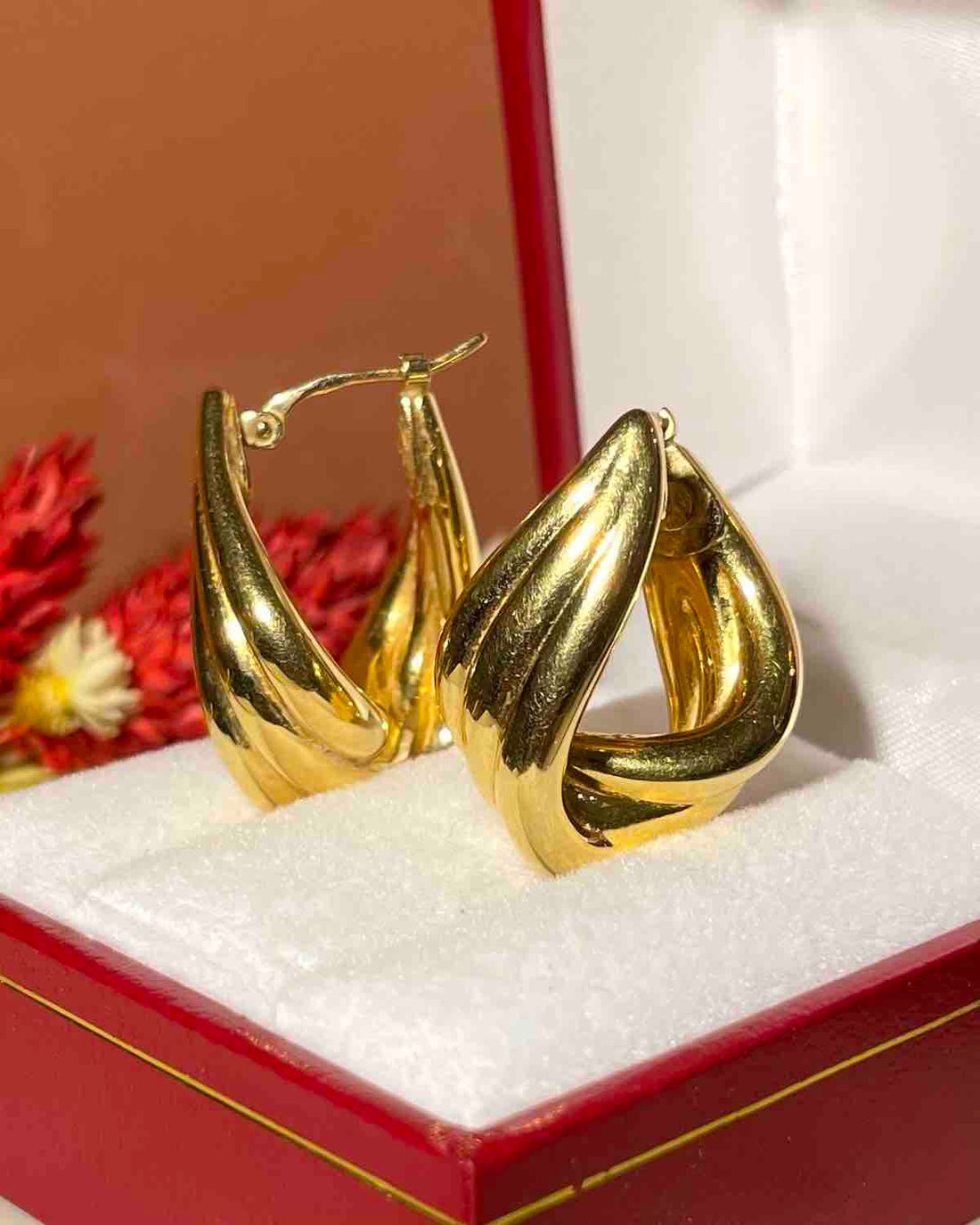 Pendientes vintage de aro de oro trenzado "Lara"