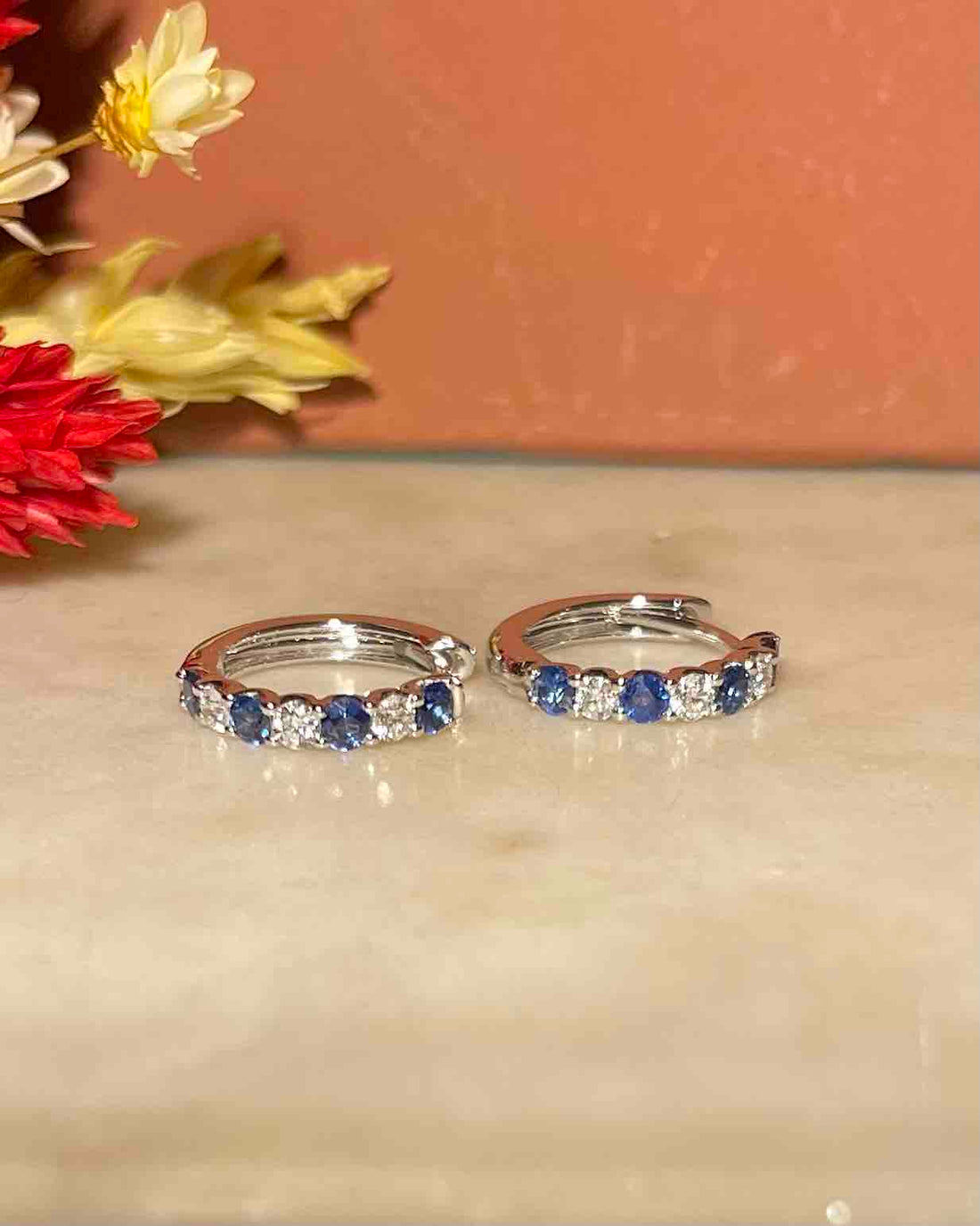 &quot;Mahé&quot; Sapphire &amp;amp; Diamond River Creole Earrings