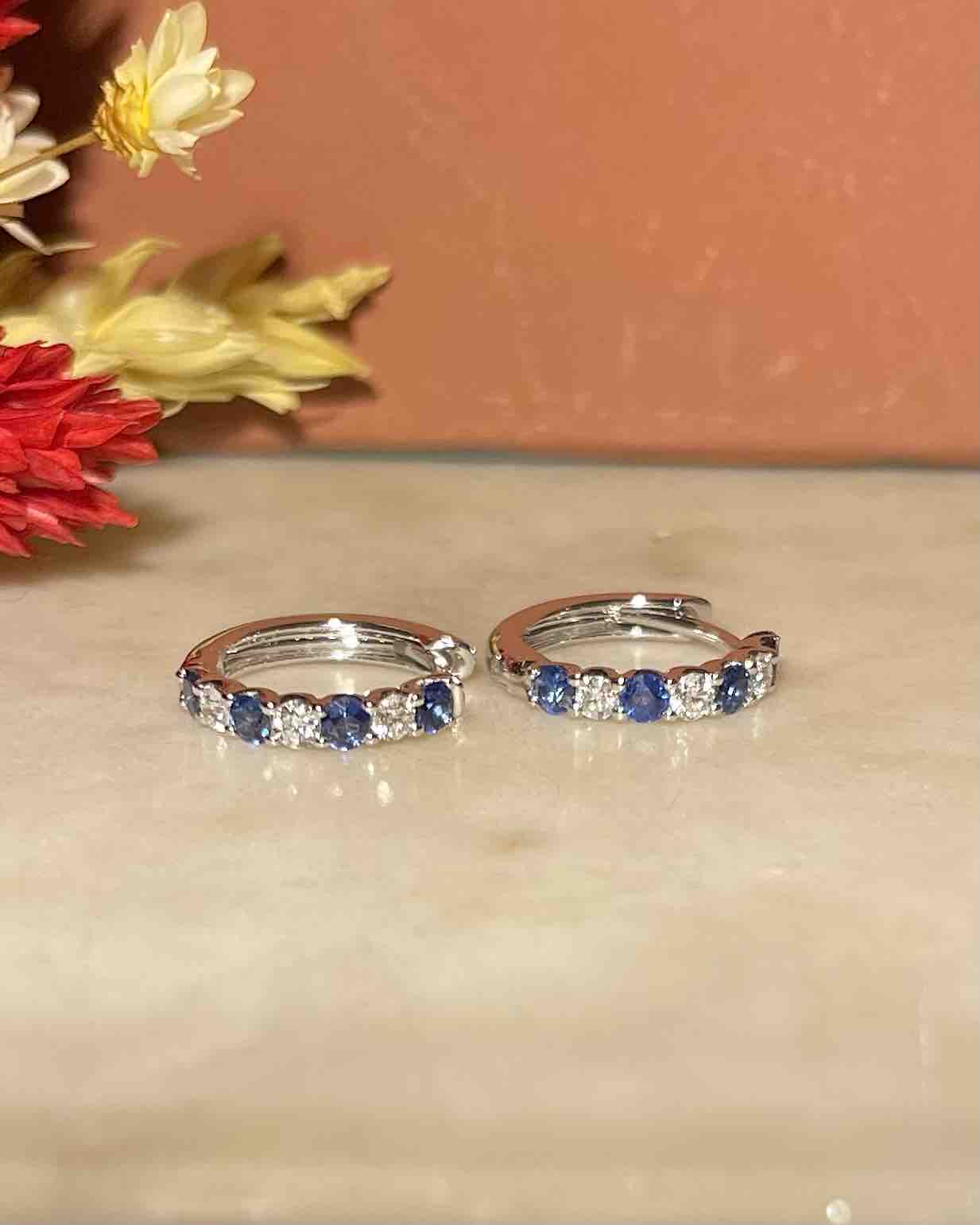 &quot;Mahé&quot; Sapphire &amp;amp; Diamond River Creole Earrings