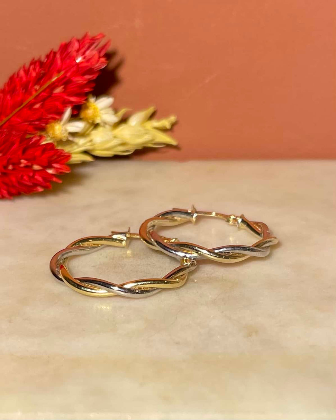 Vintage "Arlety" Two-Tone Gold Twisted Hoop Earrings