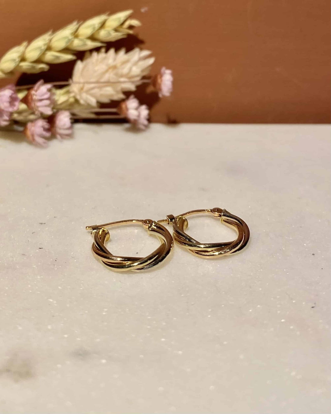 Créoles Torsadées Trois Ors Vintage "Alani" - Elliade Paris
