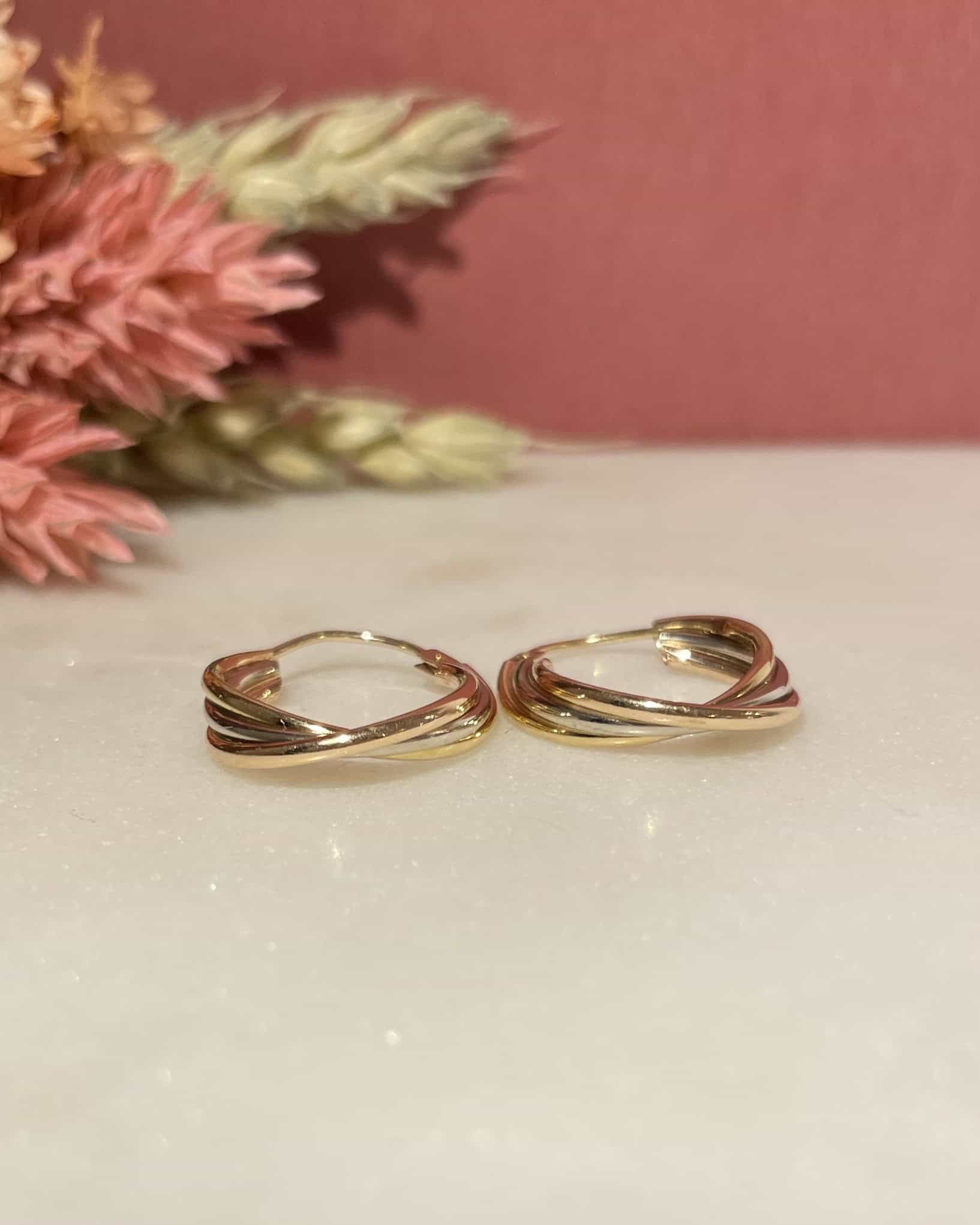 Créoles torsadées Trois Ors Vintage "Léna" - Elliade Paris