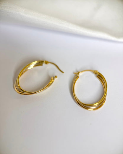 Créoles Trois Ors 18 carats 1,37g "Tina" - Elliade Paris
