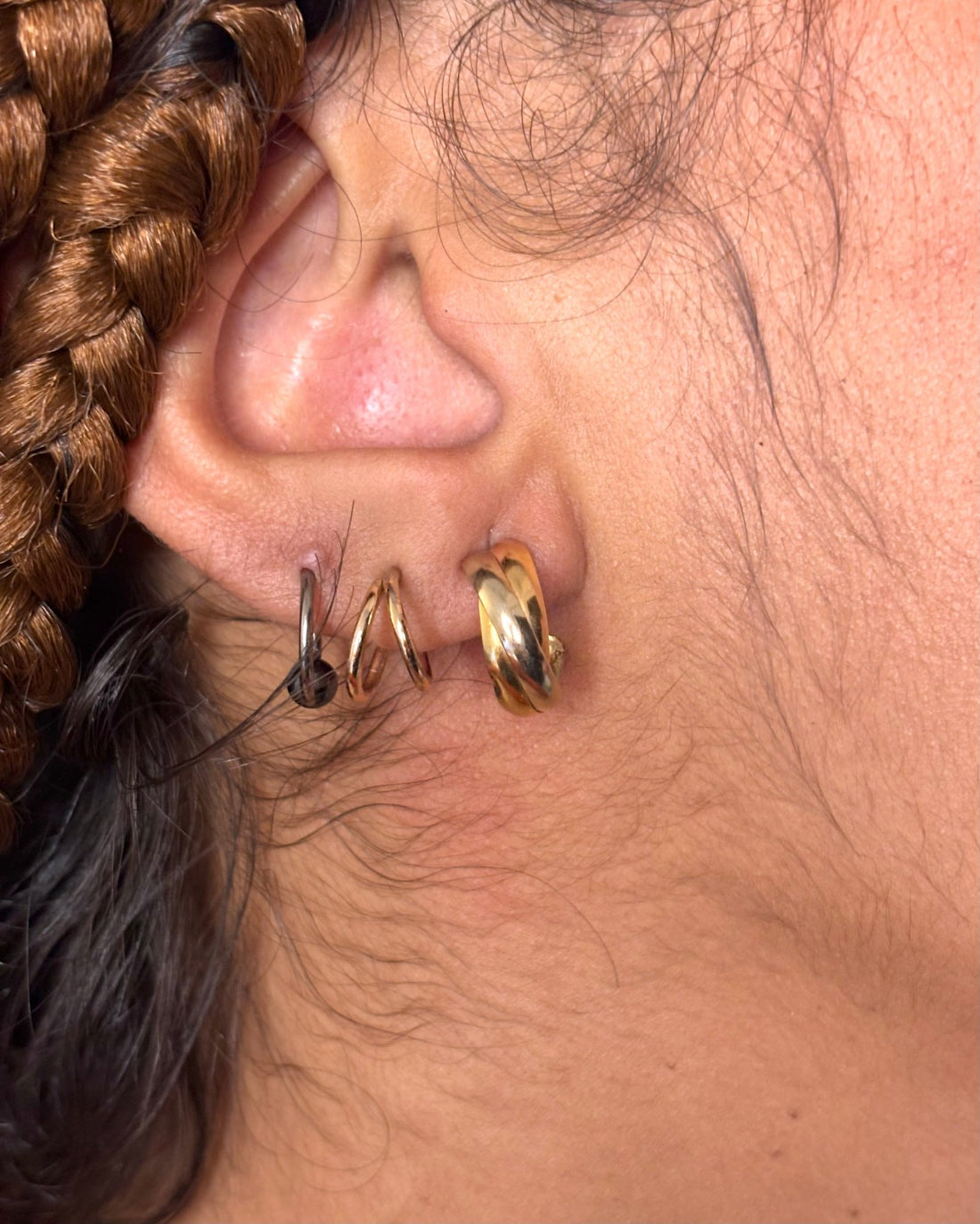 Créoles Trois Ors 18 carats "Ézia" - Elliade Paris