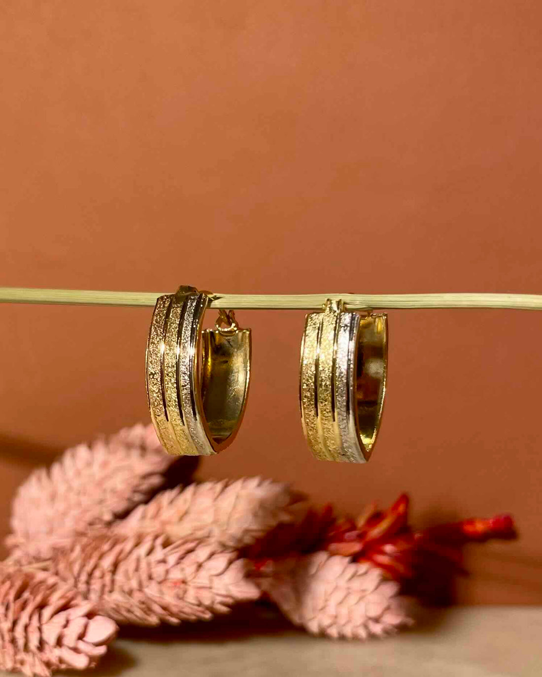 Pendientes vintage de medio aro en oro tricolor &quot;Natalia&quot;
