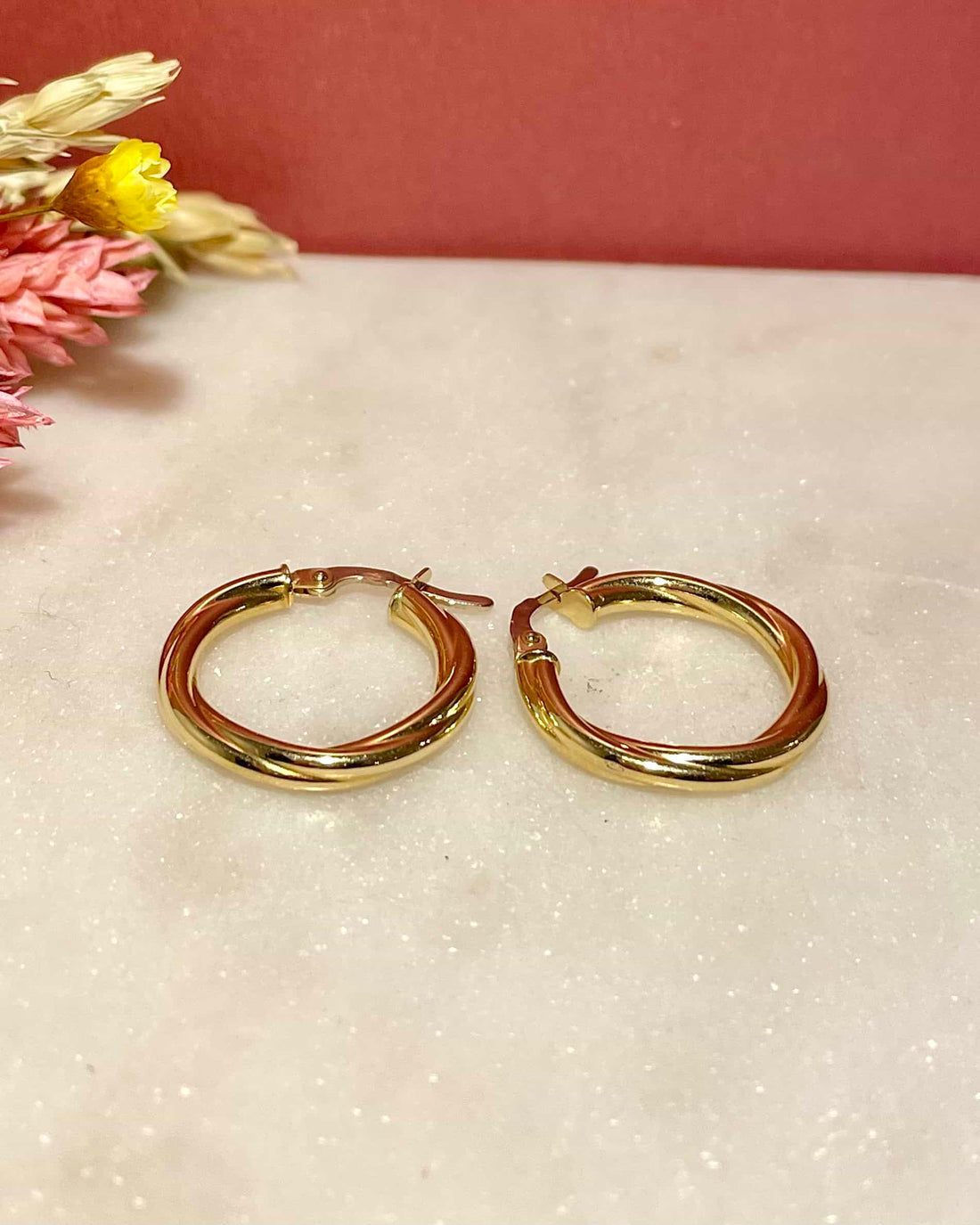 Vintage "Aelys" Gold Twisted Hoop Earrings