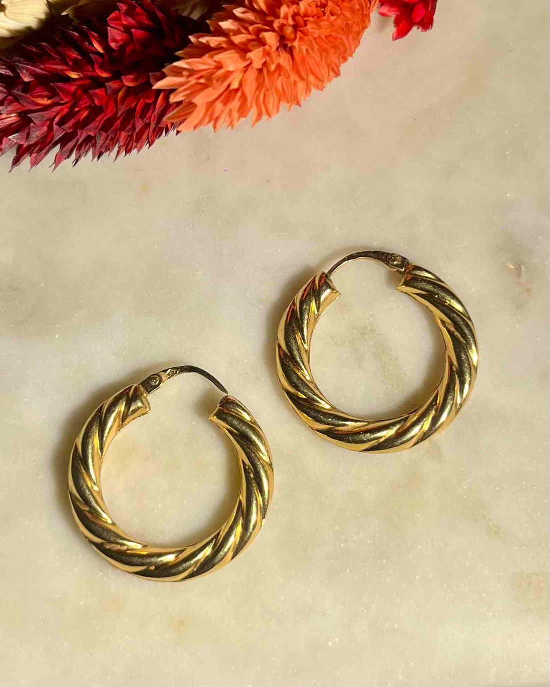 Pendientes vintage de aro de oro trenzado "Sarane"