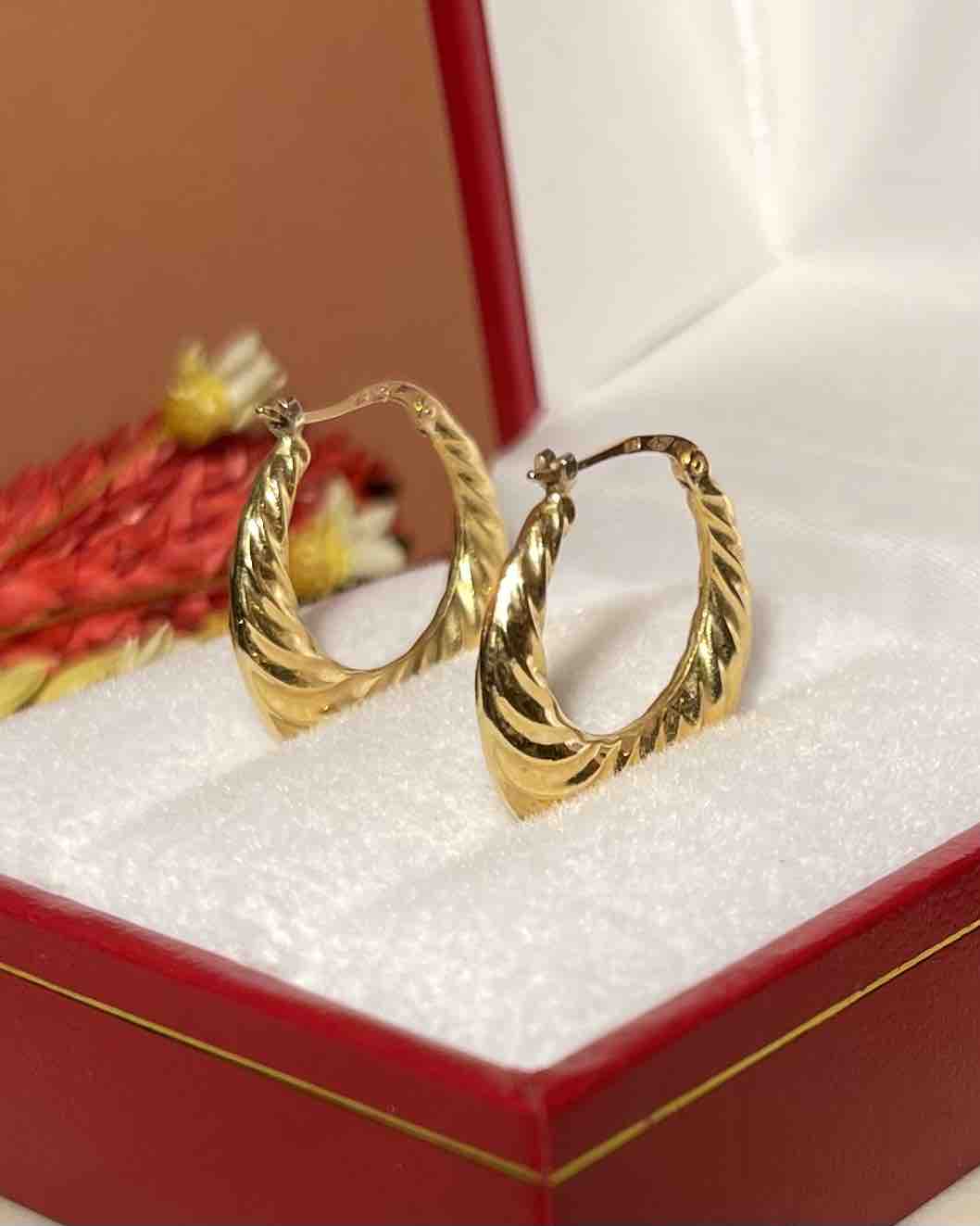 &quot;Helya&quot; Gold Twisted Hoop Earrings