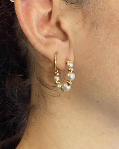 Créoles Vintage Or 18 Carats &amp; Perles "Keïra" - Elliade Paris