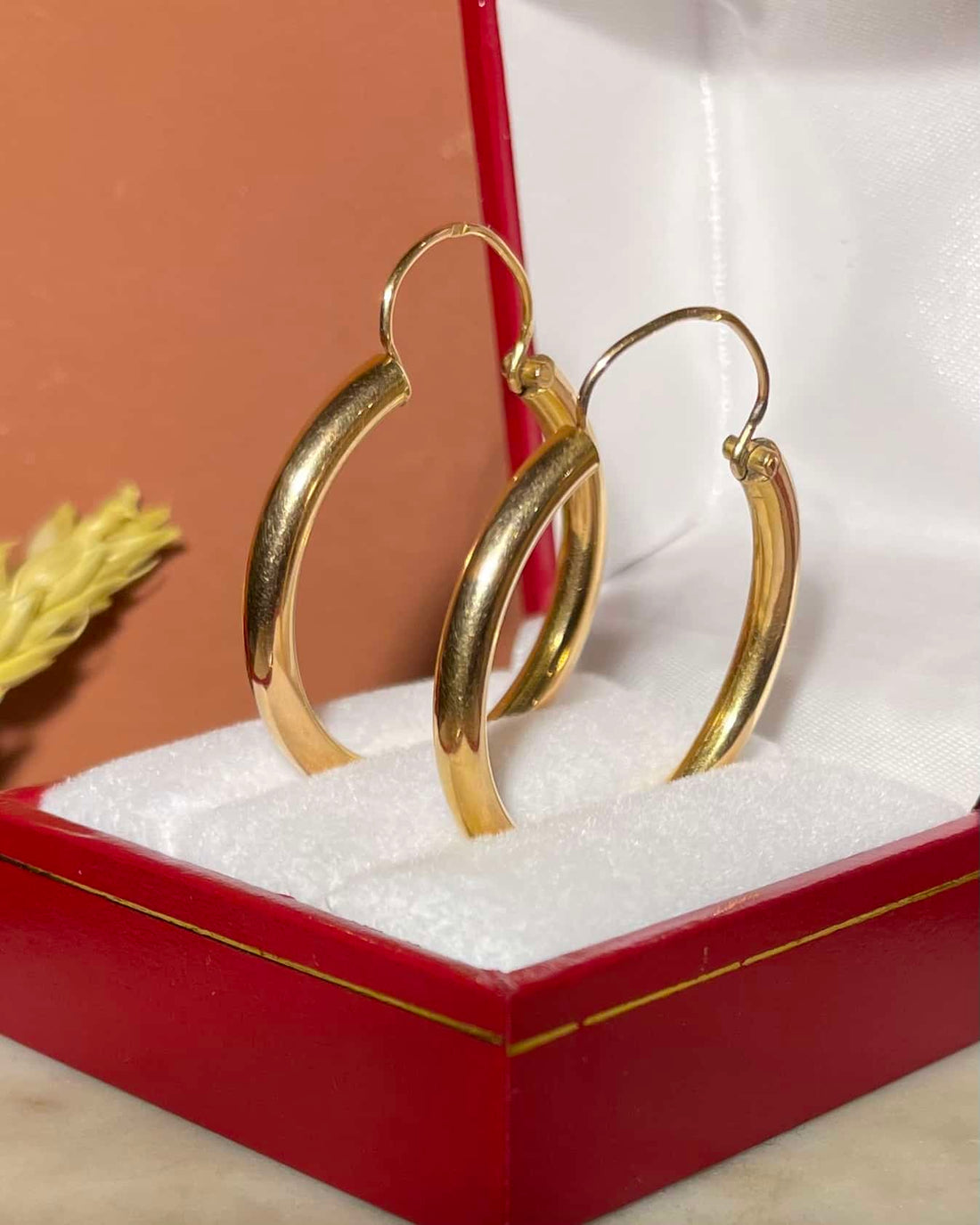 Vintage 18K Rose Gold "Cameo" Hoop Earrings